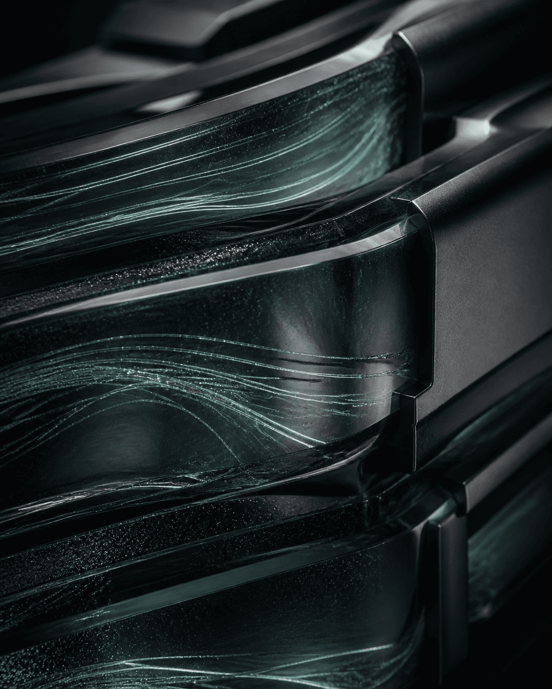 Layered glass and metal suggesting connected information flows